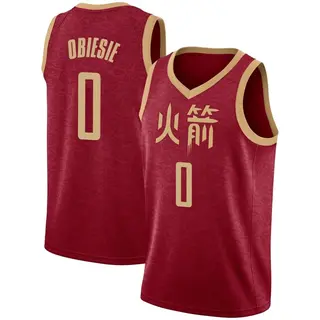 Houston Rockets Men's Joshua Obiesie Red Swingman 2018/19 Jersey - City Edition