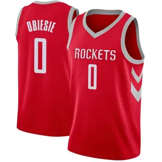 Houston Rockets Men's Joshua Obiesie Red Swingman Jersey - Icon Edition