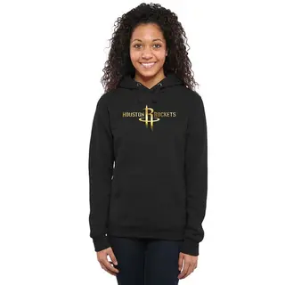 Houston Rockets Women's Gold Collection Ladies Pullover Hoodie - Black