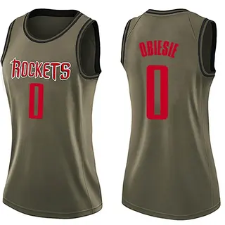 Houston Rockets Women's Joshua Obiesie Green Swingman Salute to Service Jersey